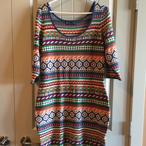 Multi Patterned Fashion to Figure Sweater Dress - Picture 6 of 7